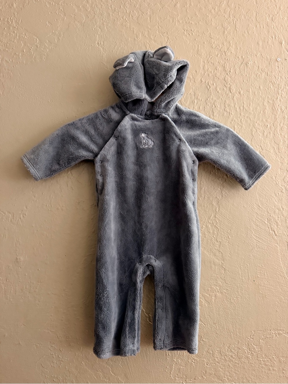 Janie and Jack Plush Grey Hooded Fox One-Piece with Fox Ears